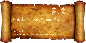Pekár Kálmán névjegykártya